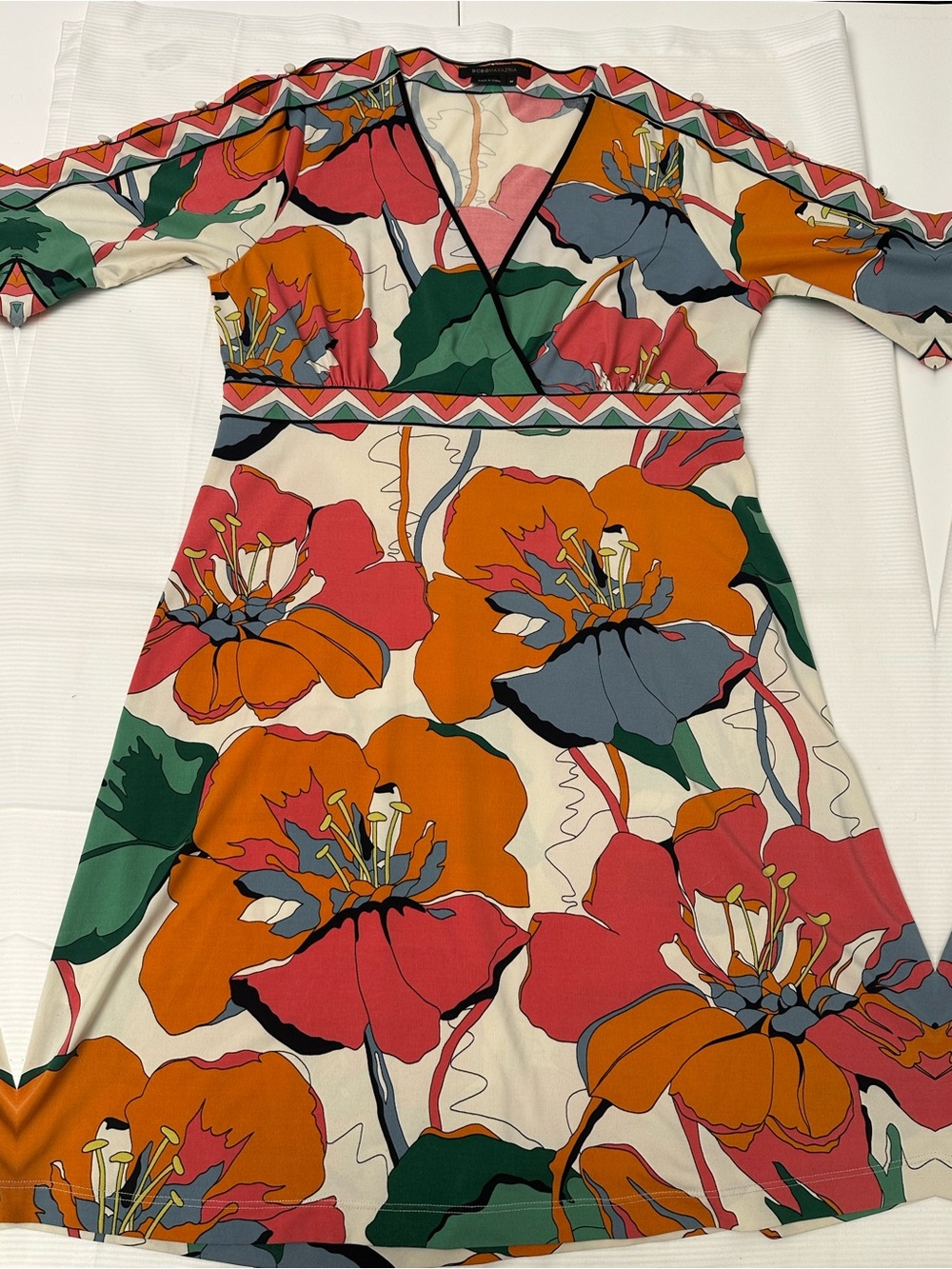 Retro Resort Floral BCBG M Dress | Pucci-Inspired Euro Summer Midi Multicolor